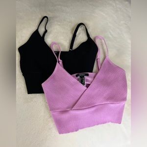 FOREVER 21 Bundle 2 Cropped Tank Tops in Pink and Black size M/L